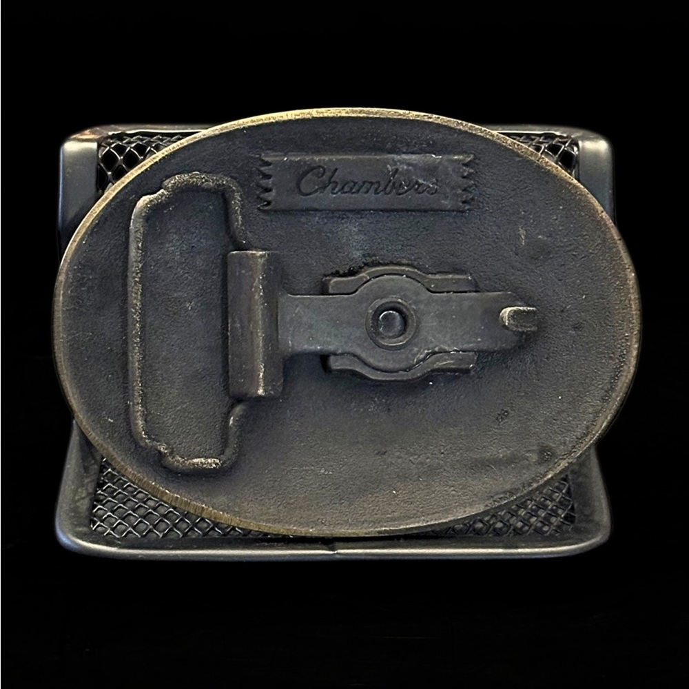 Vintage Chambers Western Belt Buckle Rodeo Cowboy Bull Rider Solid Metal - Picture 6 of 15